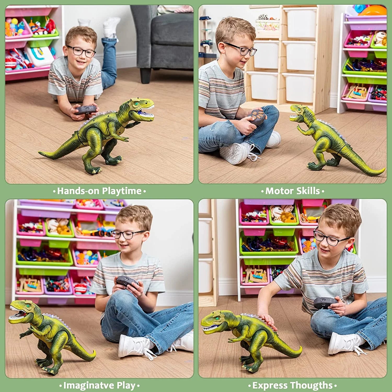 JOYIN Robot dinosaur saur Toy for Kids Boys,Big T Rex dinosaur saur Toy with Light and Roaring Sound, Walking and Dancing dinosaur Toy,Electronic Steam Toy,Birthday Gift for Kids Boys Girls,Green