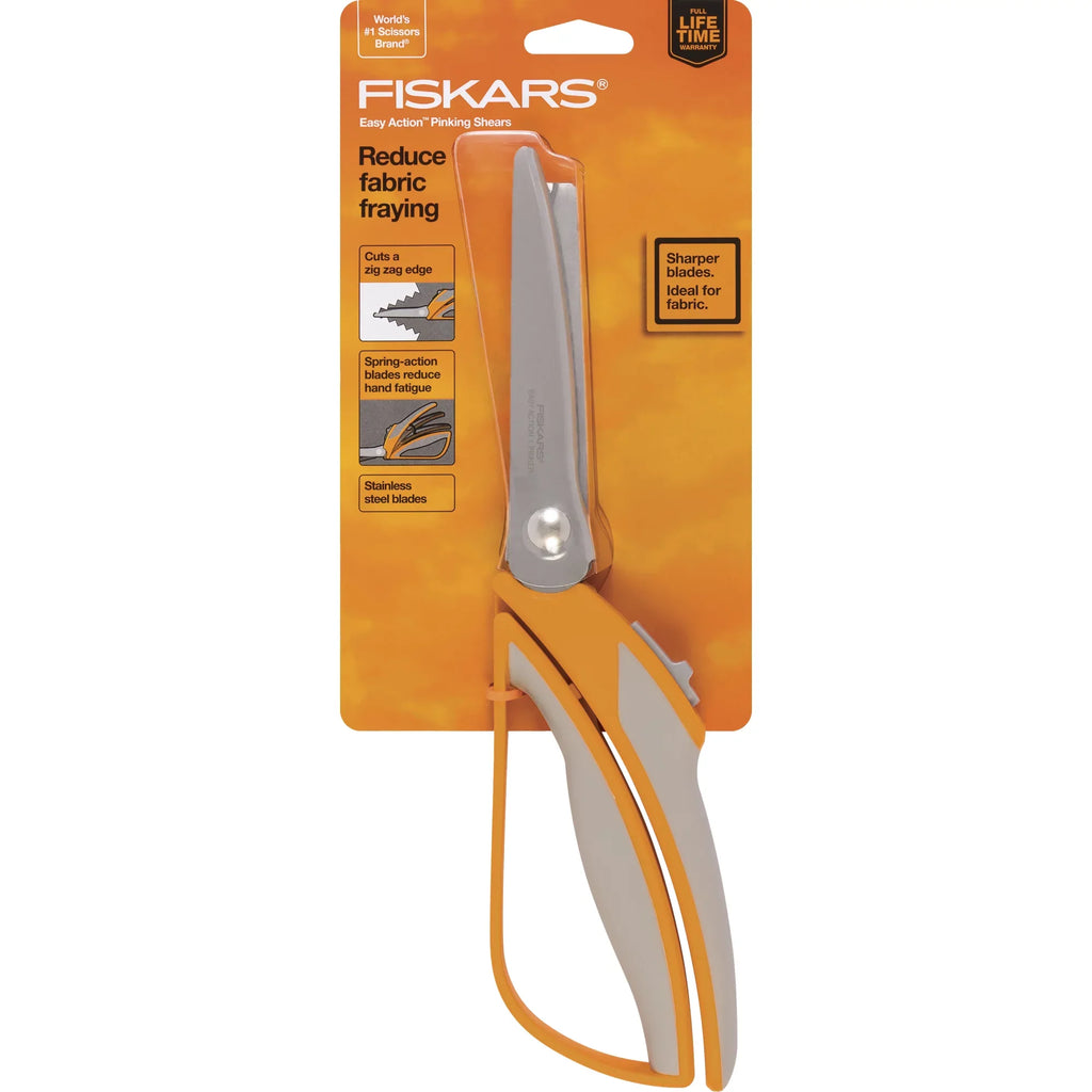 Fiskars Easy Action Pinking Shears, 10.5 inch, Orange and Gray