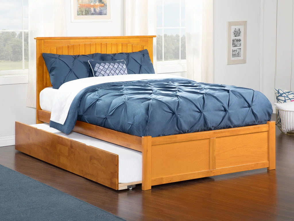 AFI Nantucket Full Size PLatitudeform Bed with Panel Footboard and Full Size Trundle in Caramel Latte