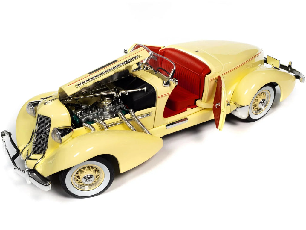 Autoworld AW297 1-18 Diecast 1935 Auburn 851 Speedster Model Car, Cream with Red