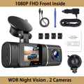 TOGUARD Black Dash Cam FHD 1080P Front and HD 720P Inside, IR Night Vision Car Camera