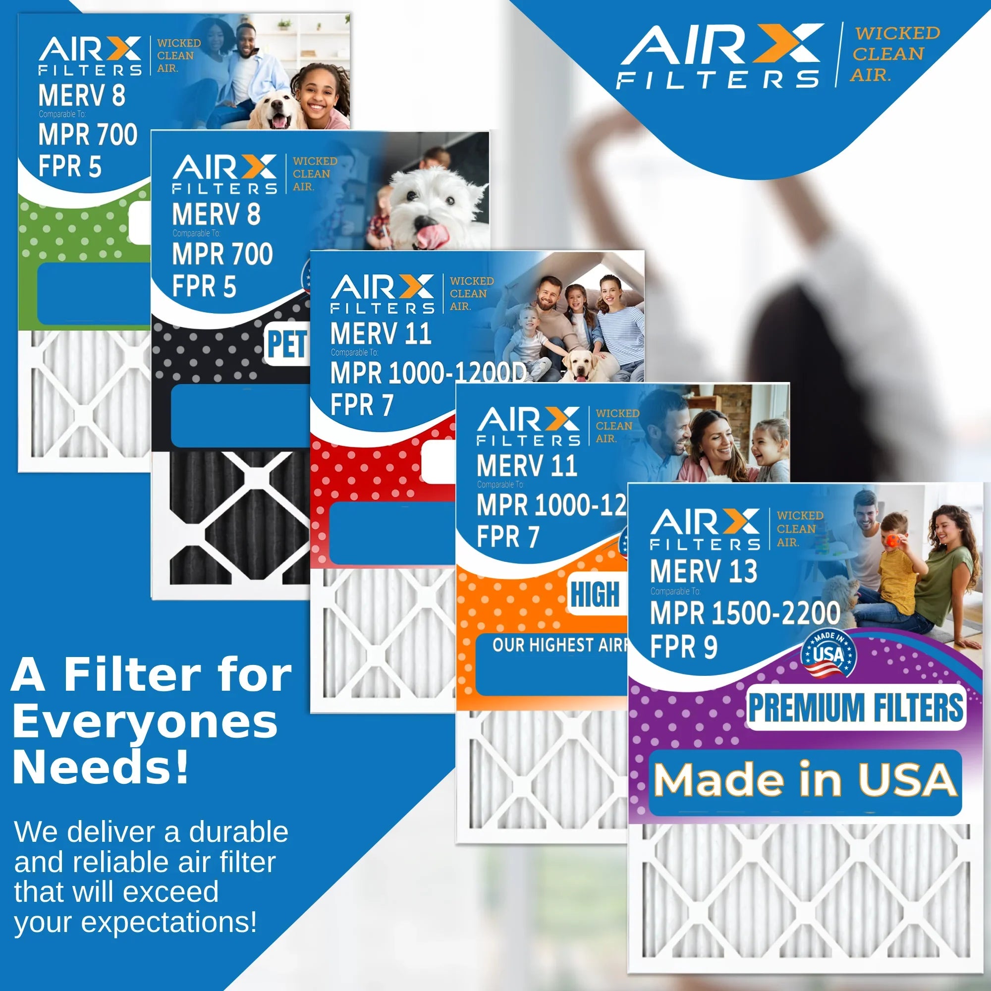 19.75x21.5x1 Air Filter MERV 8 Comparable to MPR 700 & FPR 5 Electrostatic Pleated Air Conditioner Filter 6 Pack HVAC AC Premium USA Made 19.75x21.5x1 Furnace Filters by AIRX FILTERS WICKED CLEAN AIR.
