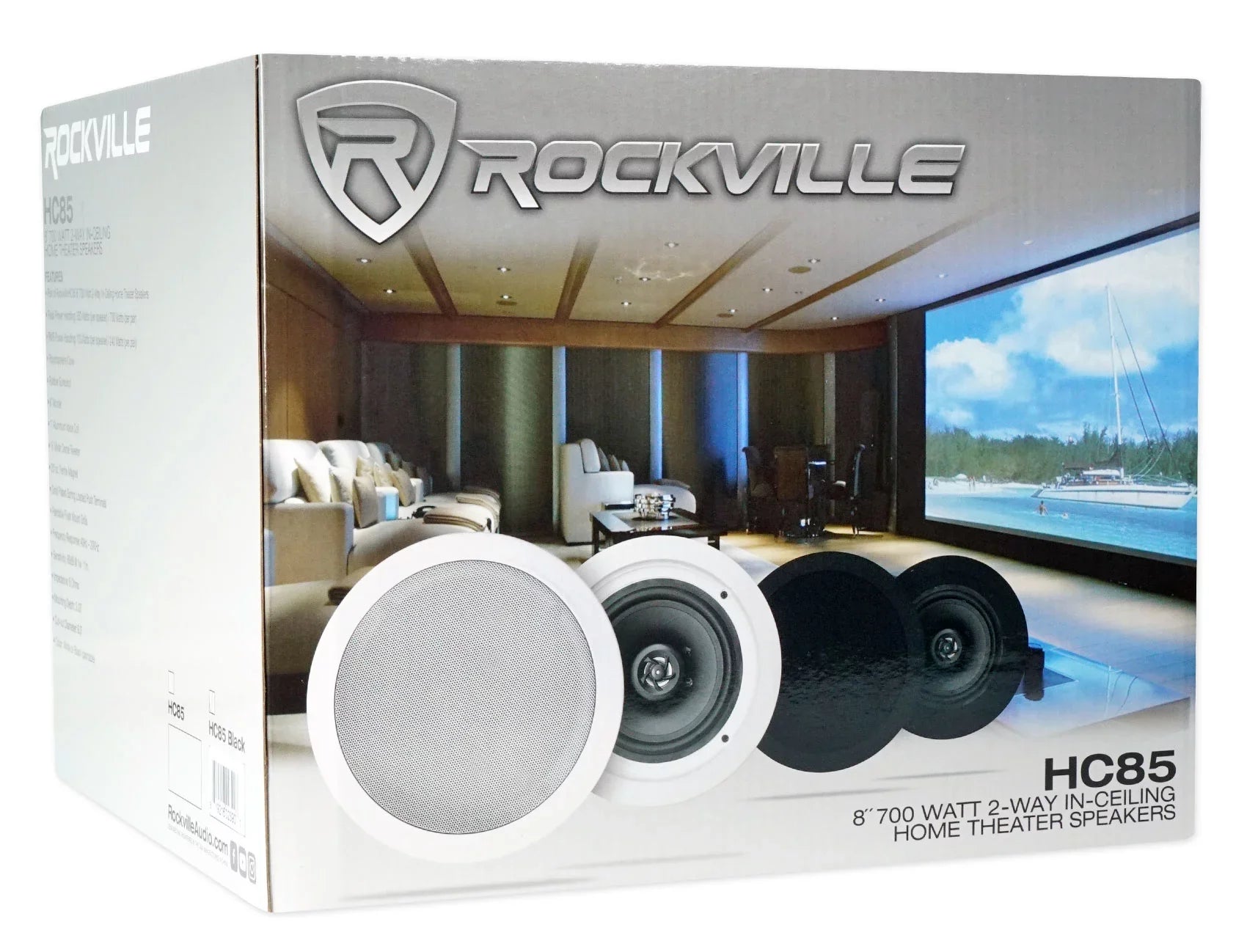 Rockville ROCK MATRIX Multi Room Home Receiver+6) Ceiling+2) Black Wall Speakers
