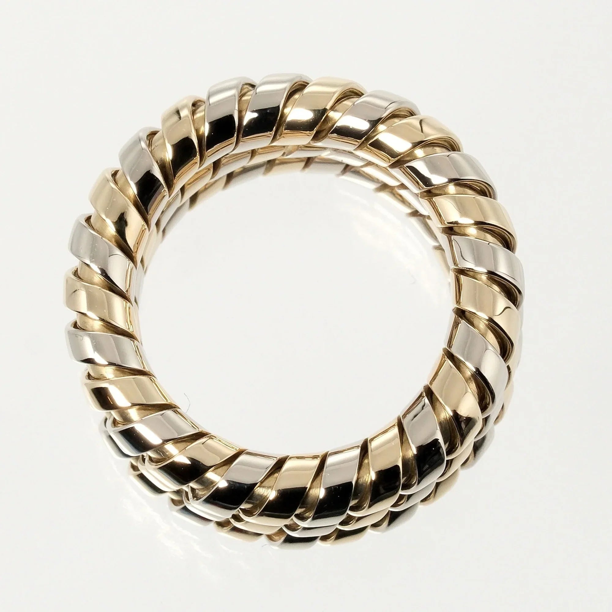 Pre-Owned Bulgari BVLGARI Tubogas 3-row No. 9 Ring 14.53g K18 YG WG Yellow Gold White (Good)