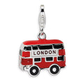 Sterling Silver 3-D Enameled Double Decker London Bus Lobster Clasp Bracelet Charm