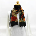 Pre-Owned Salvatore Ferragamo rectangle silk scarf muffler stole black SALVATORE FERRAGAMO ladies paper ribbon pattern (Like New)