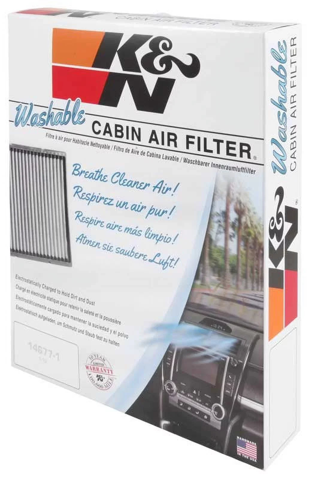 K&N VF2043 Washable & Reusable Cabin Air Filter Cleans and Freshens Incoming Air for your Cadillac Fits select: 2003-2005,2008-2013 CADILLAC CTS