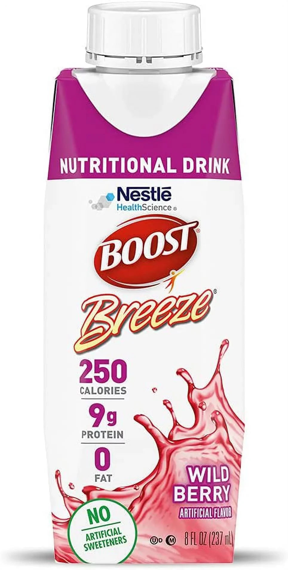 Boost Breeze Nutritional Drink Wild Berry, 8 ounce Carton, 24 Count