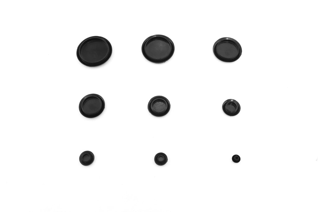 Red Hound Auto 1000 Piece Flush Mount Black Hole Plug Assortment for Auto Body and Sheet Metal Assorted Sizes for 1/4, 3/8, 1/2, 3/4, 1, 1-1/4, 1-1/2, 1-3/4 and 2 Inch Holes