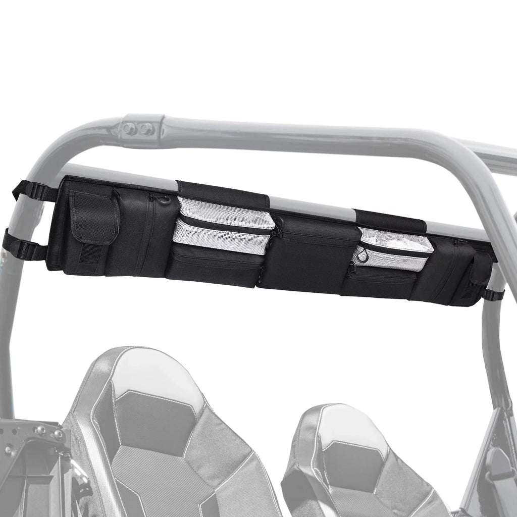 MICTUNING UTV Roll Cage Organizer, Cargo Rear Storage Bag Gear Bags, Tools Storage Solution for Most Full Size UTVs, Polaris, Yamaha and Kawasaki UTVs Black