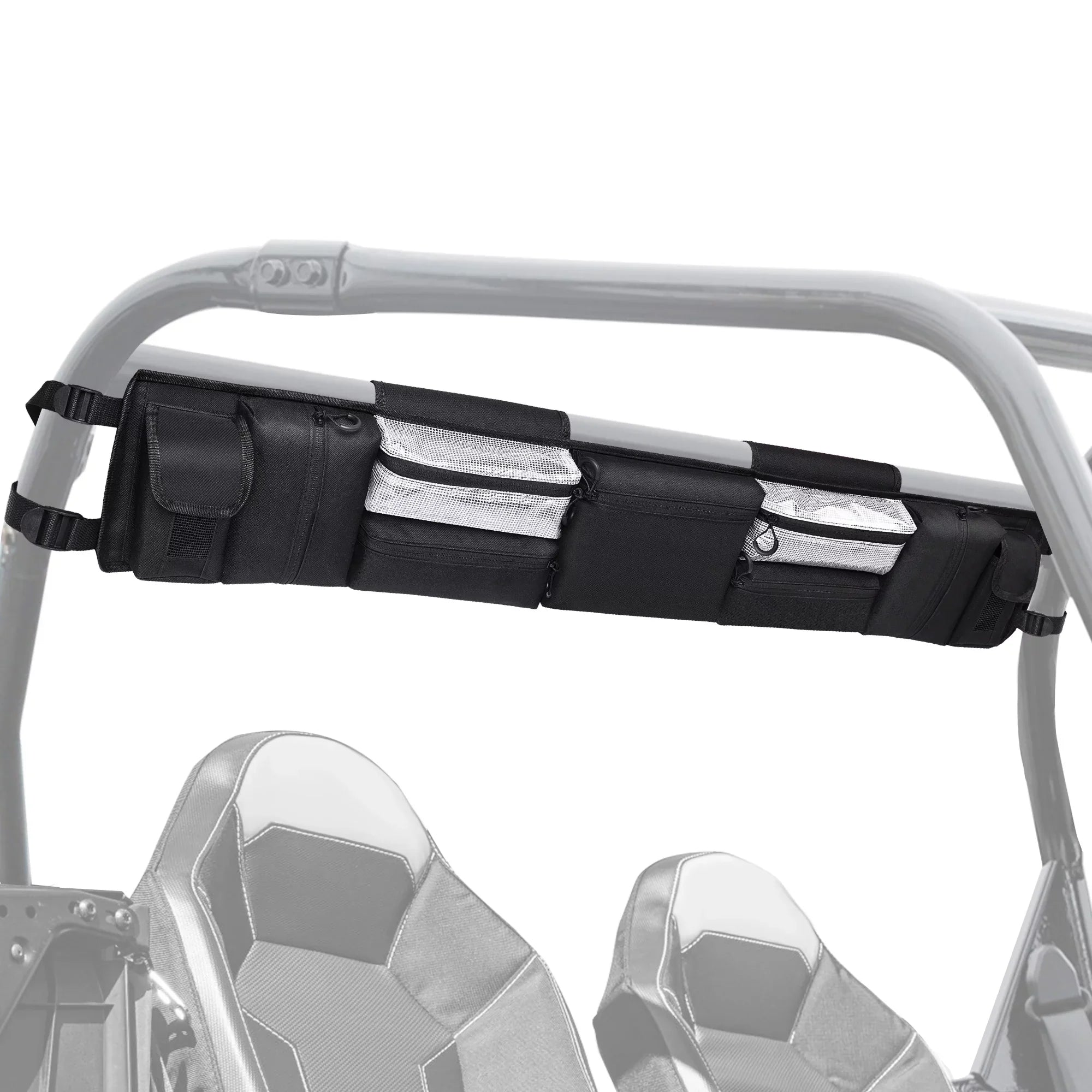MICTUNING UTV Roll Cage Organizer, Cargo Rear Storage Bag Gear Bags, Tools Storage Solution for Most Full Size UTVs, Polaris, Yamaha and Kawasaki UTVs Black