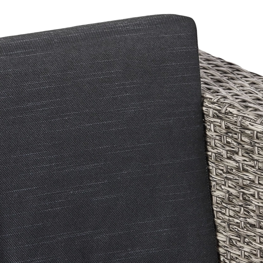 GDF Studio Venice Outdoor Wicker 4 Seater Sectional Sofa with Cushions, Mixed Black and Dark Gray