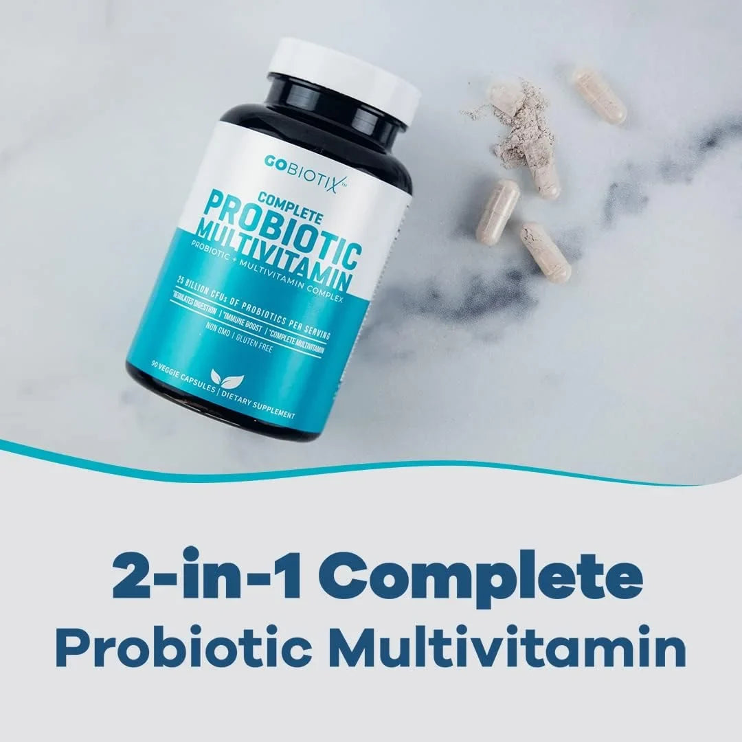 GoBiotix Probiotic Multivitamin | Daily Multivitamin with Probiotics | 25 Billion CFU | Immune Boost &amp; Digestive Health, Flora Probiotic for Women &amp; Men | Gluten Free ? 90 Veggie C