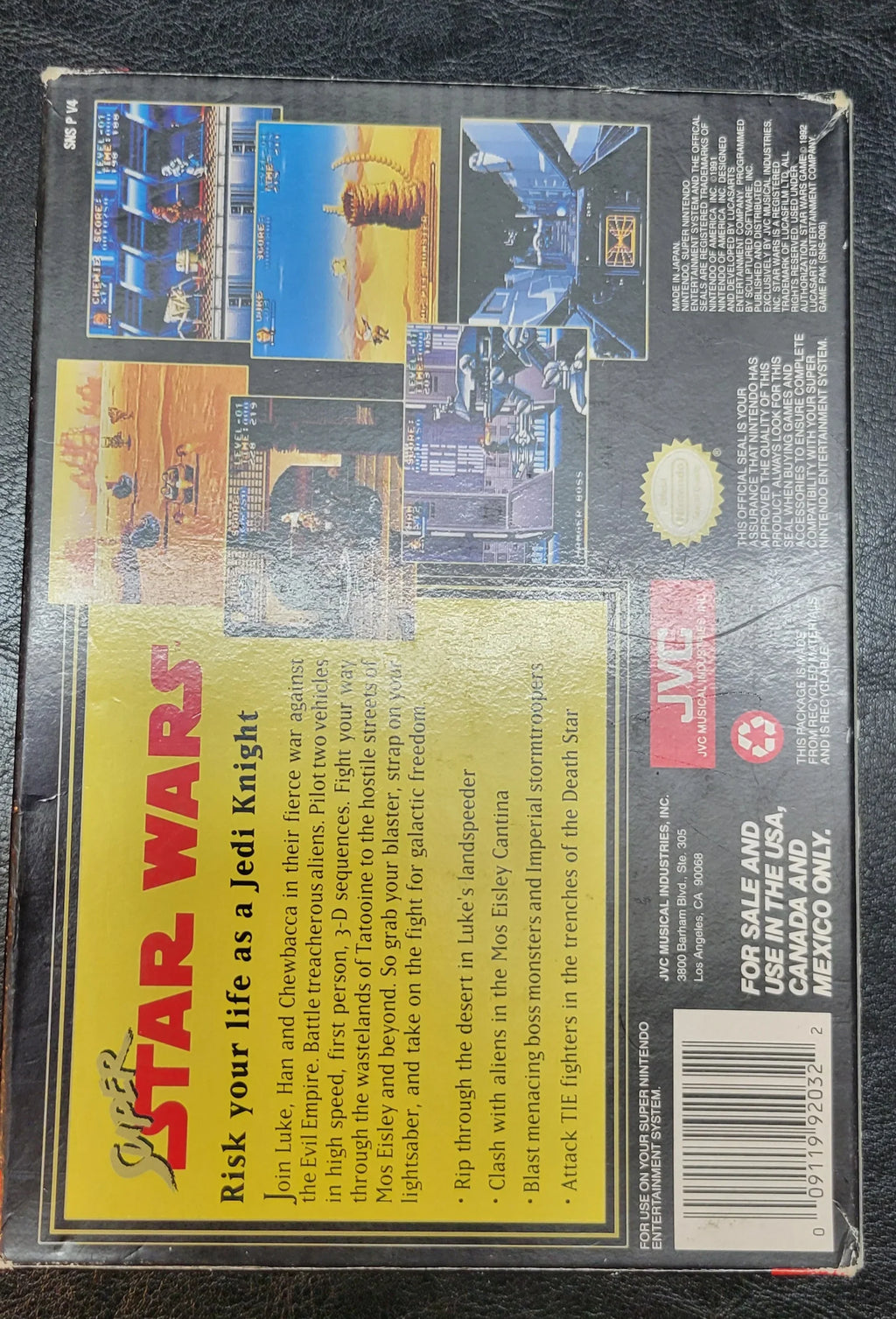 Authentic 1992 STARWARS SNES Cartridge (Super Nintendo Ent. System) CIB Complete In Box + Instructions ImmacuLatitudee Condition Original Owner
