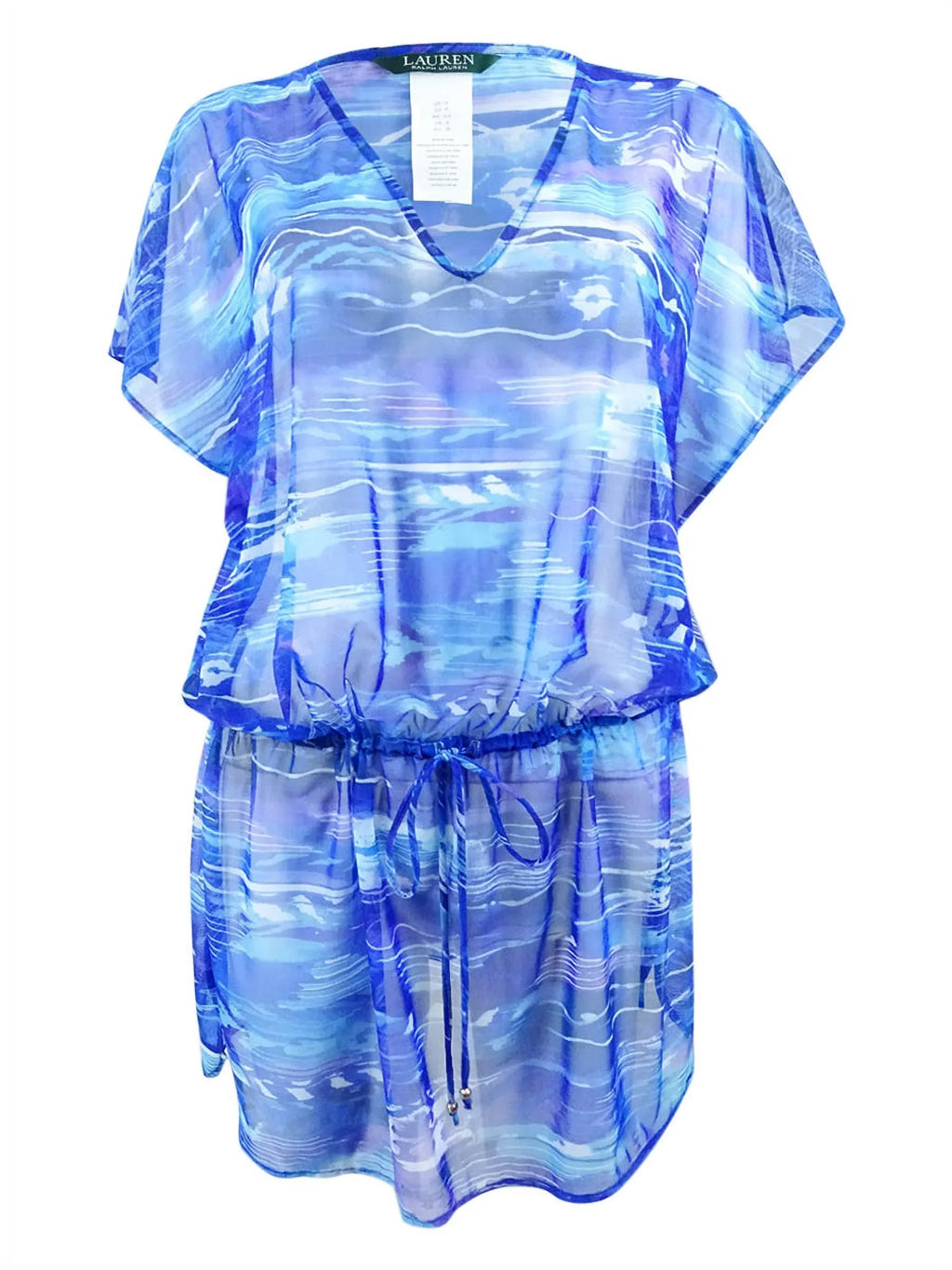 Lauren by Ralph Lauren Women's Calypso Ikat-Print Tunic Cover-Up (S, Blue)