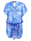 Lauren by Ralph Lauren Women's Calypso Ikat-Print Tunic Cover-Up (S, Blue)