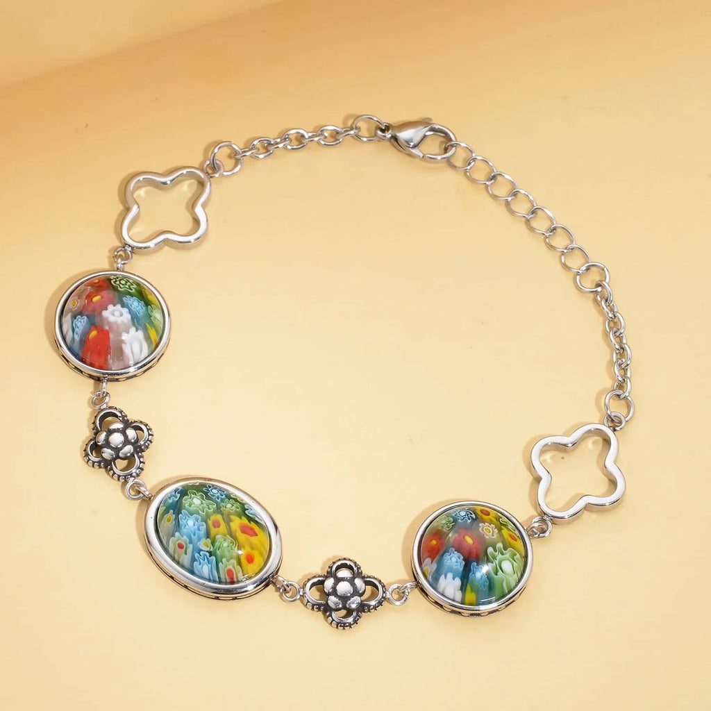 Shop LC Stainless Steel Oval Glass Bracelet Costume Stylish Unique Fashion Jewelry for Women Size 6.75" Birthday Mothers Day Gifts for Mom