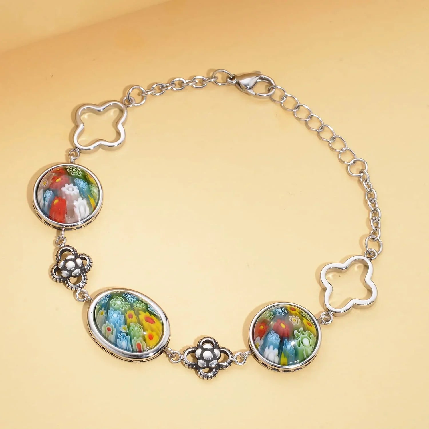 Shop LC Stainless Steel Oval Glass Bracelet Costume Stylish Unique Fashion Jewelry for Women Size 6.75" Birthday Mothers Day Gifts for Mom