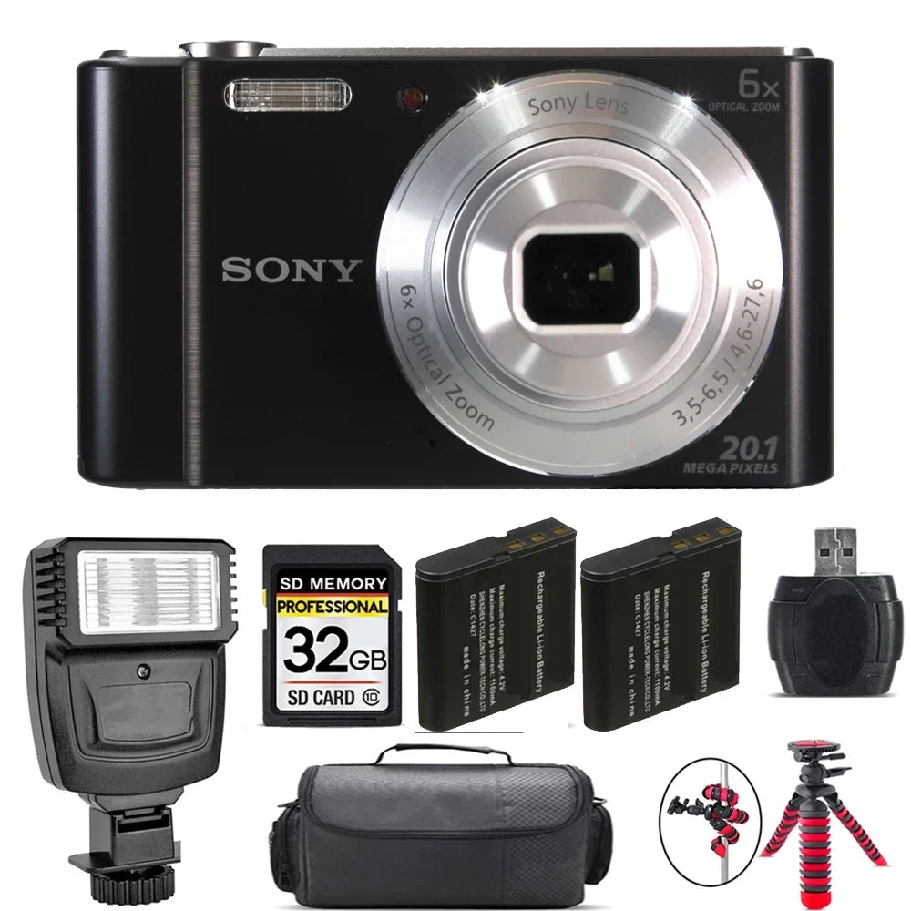 Cyber-shot DSC-W810 Digital Camera + Extra Battery + Flash - 32GB Kit