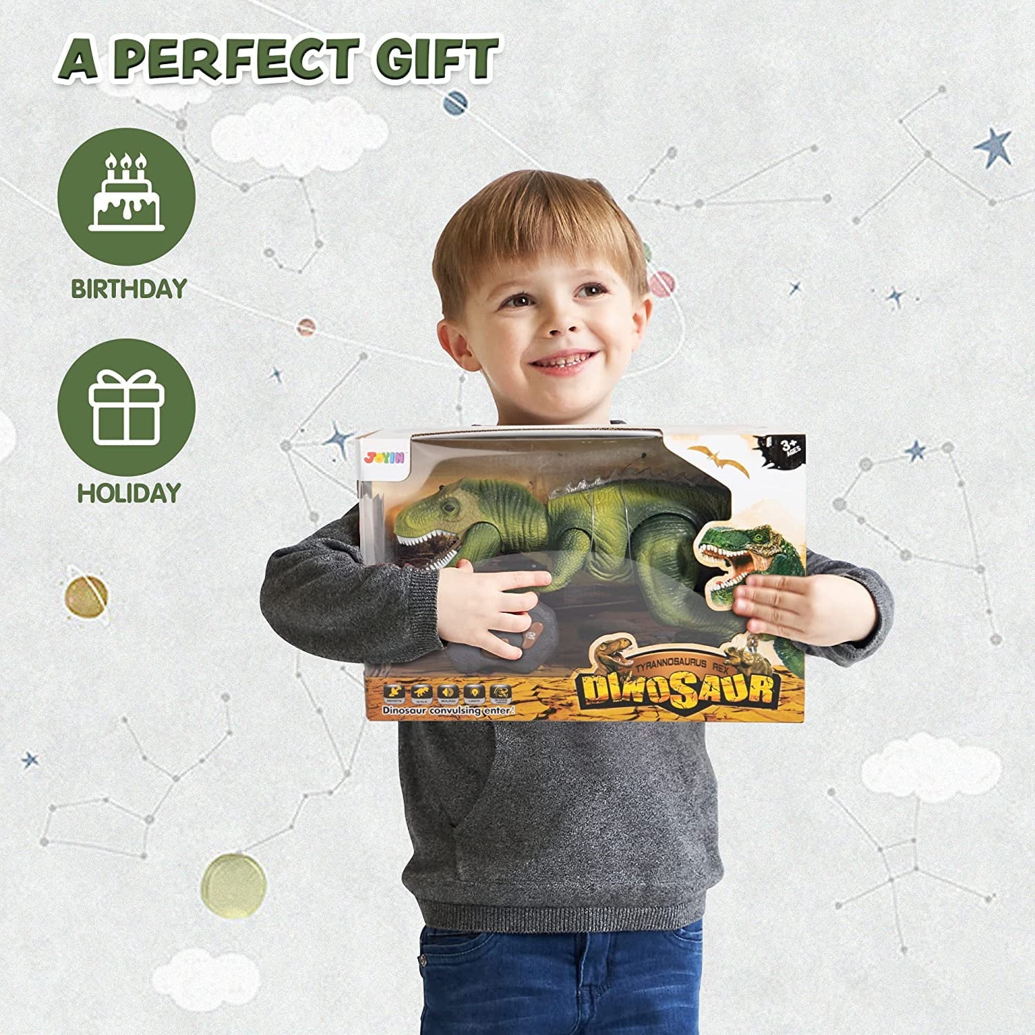 JOYIN Robot dinosaur saur Toy for Kids Boys,Big T Rex dinosaur saur Toy with Light and Roaring Sound, Walking and Dancing dinosaur Toy,Electronic Steam Toy,Birthday Gift for Kids Boys Girls,Green
