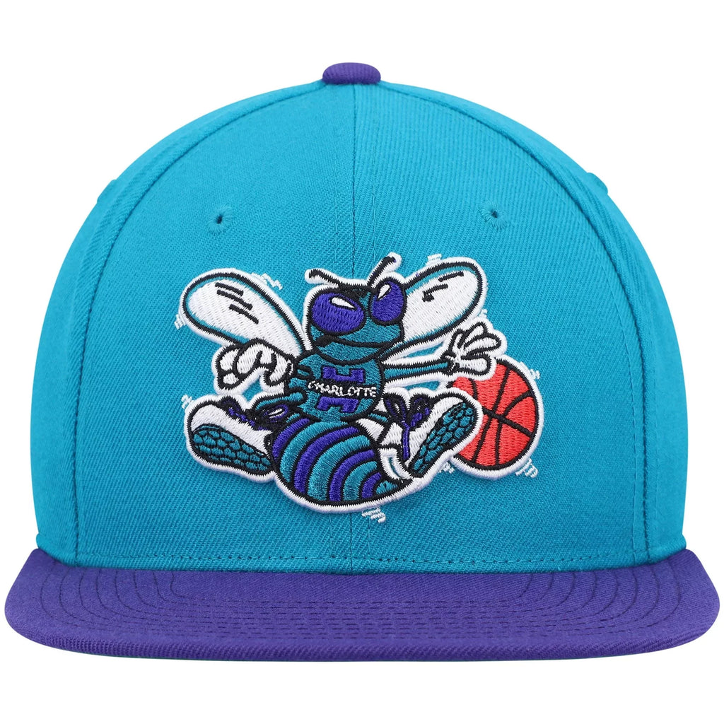 Men's Mitchell & Ness Teal/Purple Charlotte Hornets Hardwood Classics Team Two-Tone 2.0 Snapback Hat - OSFA
