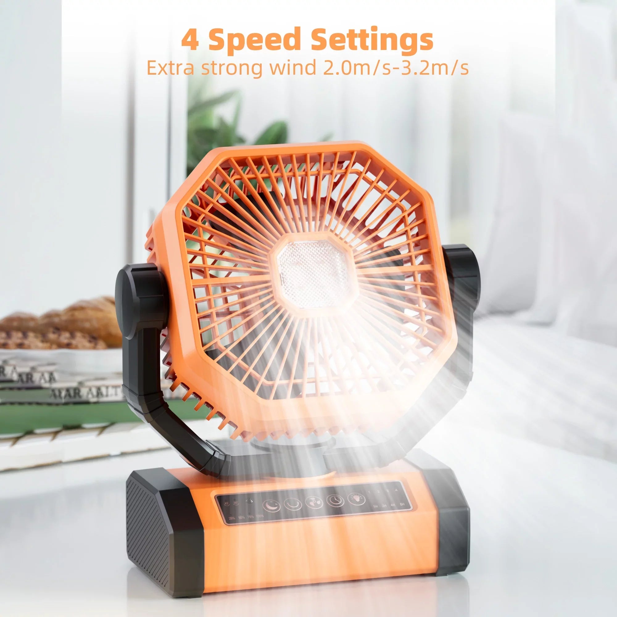 MORIKO Portable Cordless Fan 20000mAh Rechargeable Battery Powered VentiLatitudeor w/ LED Lantern, Remote, Hook, Timer, 270° Pivot 90° OscilLatitudeing 4 Speed Brushless Motor, Outdoor Jobsite Garage Patio Fan