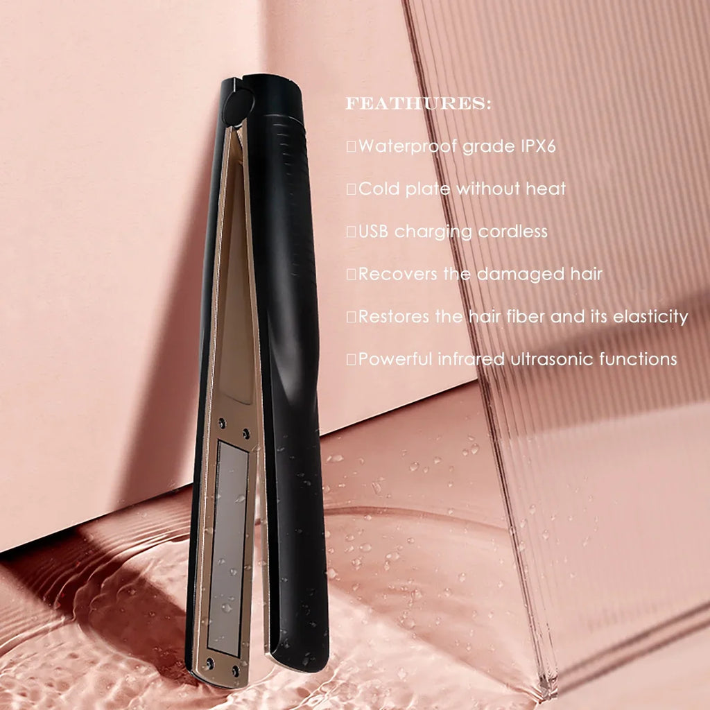 DIMUXI Ultrasonic Hair Care Iron, Professional Cold Iron Straightner, Recovers the Damaged Hair,  Wireless Portable