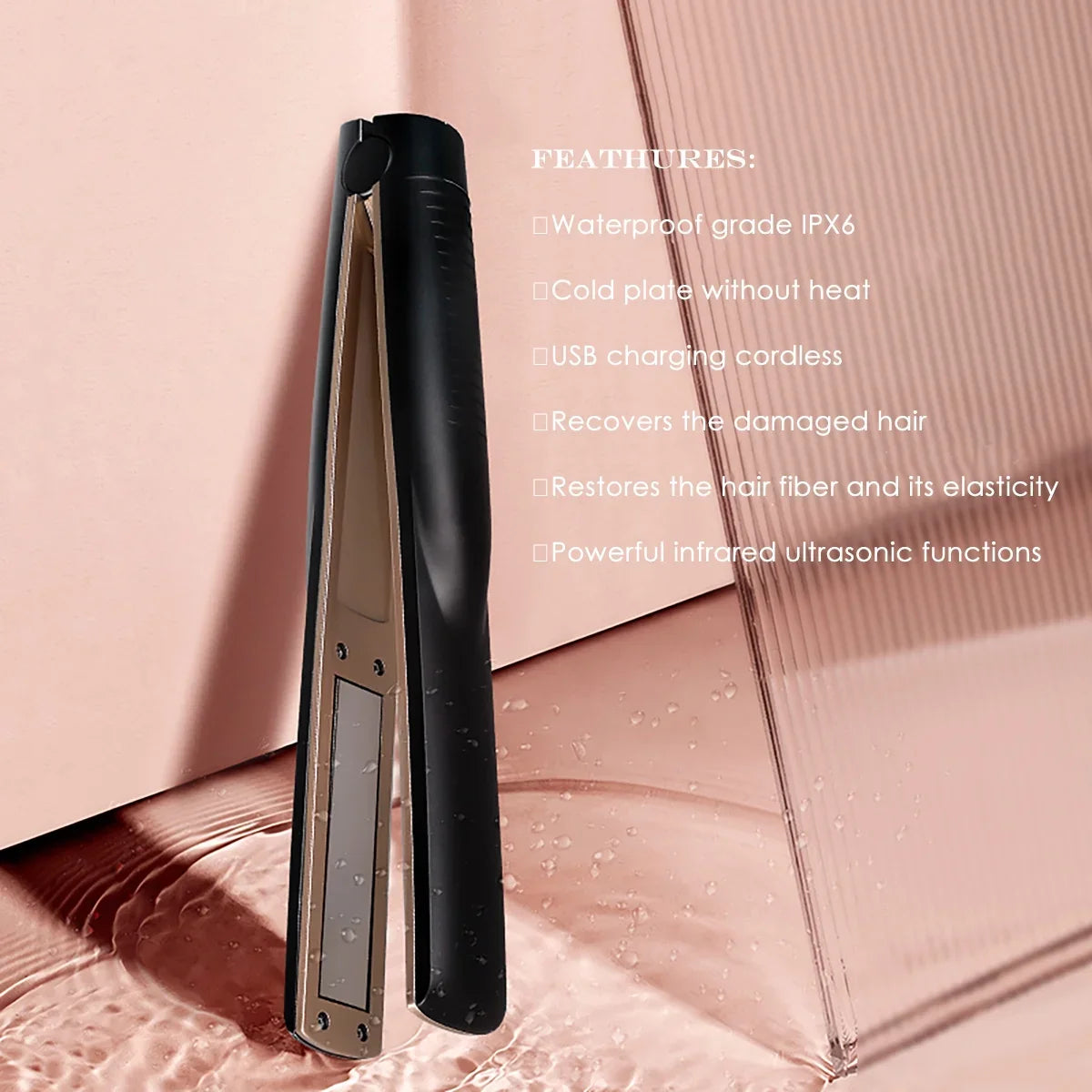 DIMUXI Ultrasonic Hair Care Iron, Professional Cold Iron Straightner, Recovers the Damaged Hair,  Wireless Portable