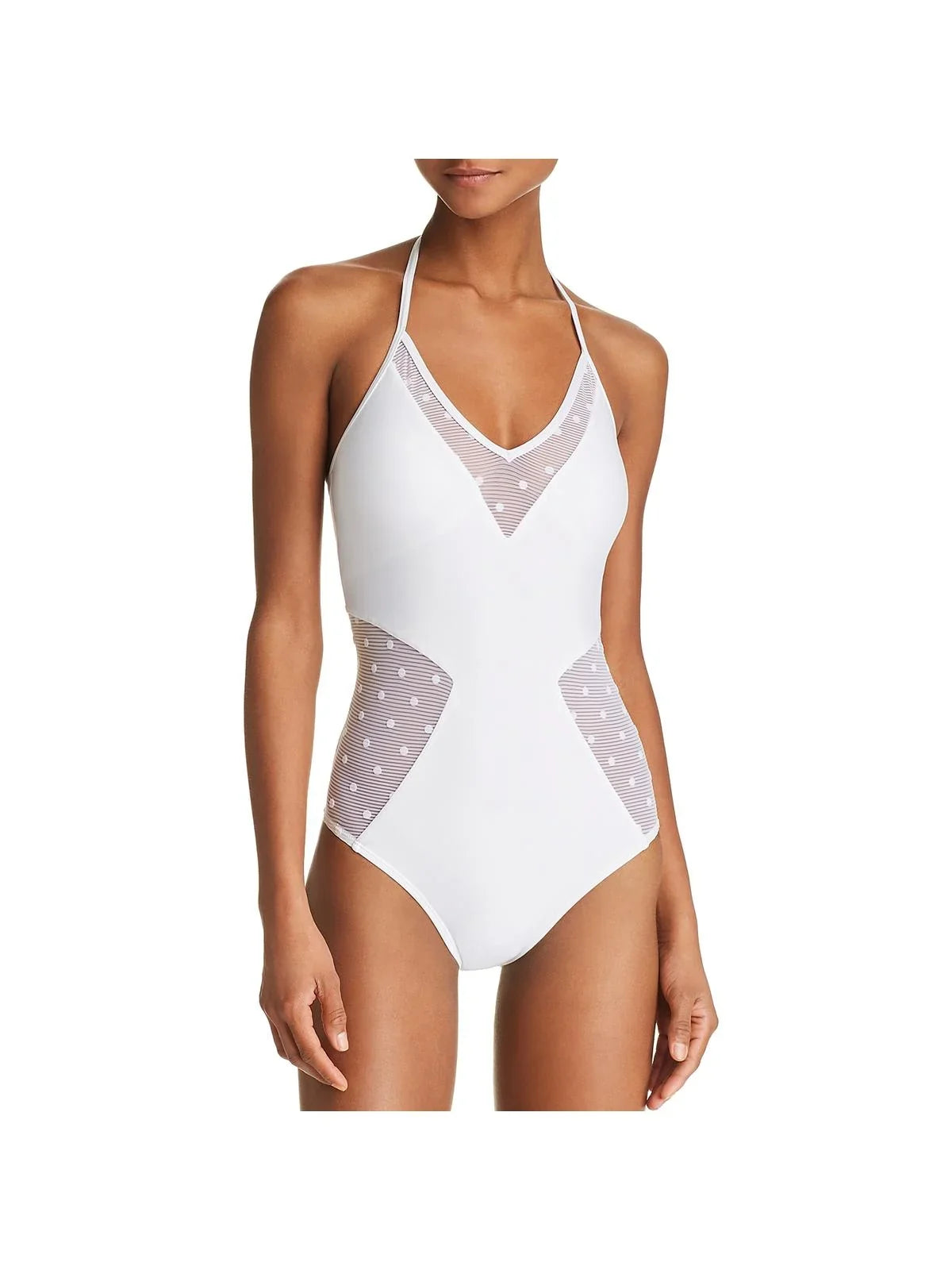 Ella Moss Womens Sheer Halter One-Piece Swimsuit