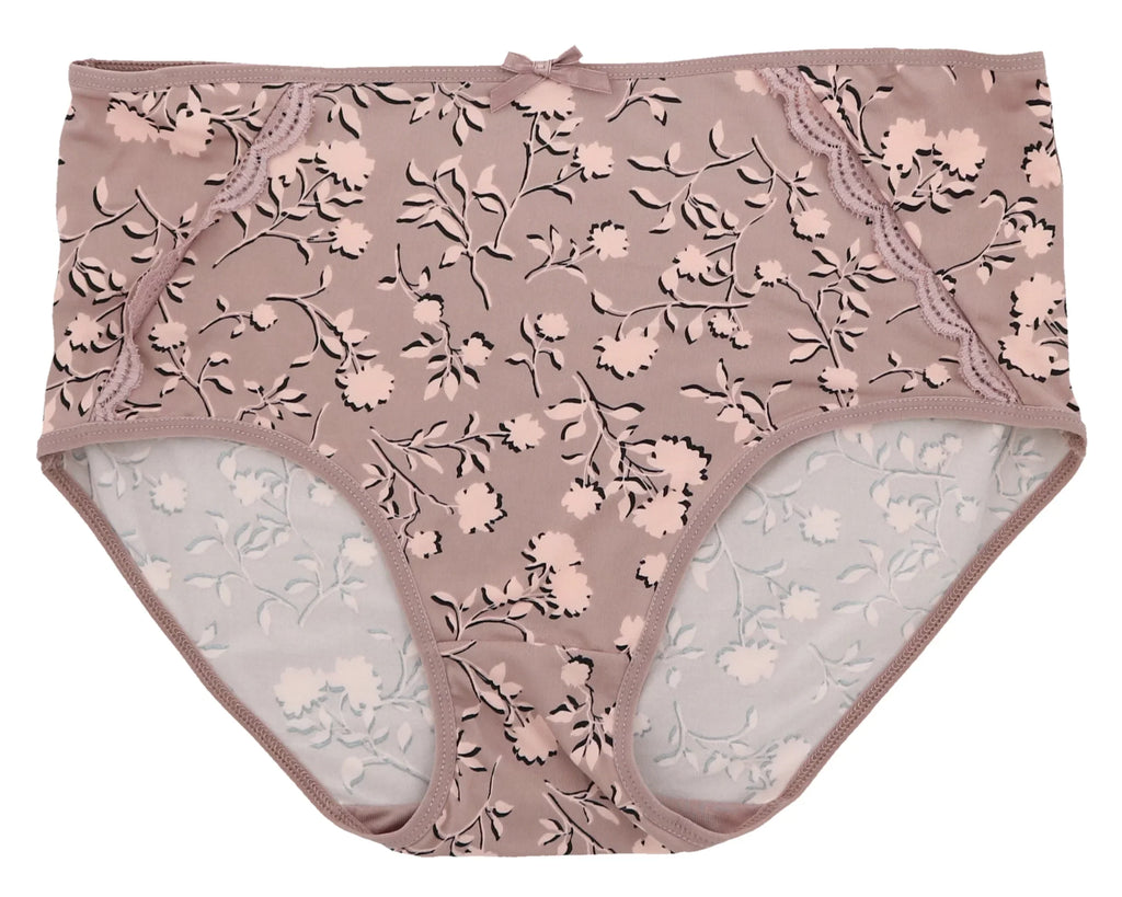 Delta Burke Intimates Women's Plus Size Sexy Classic High Rise Brief Panties (5Pr) (X-Large, Pink Floral Dots)