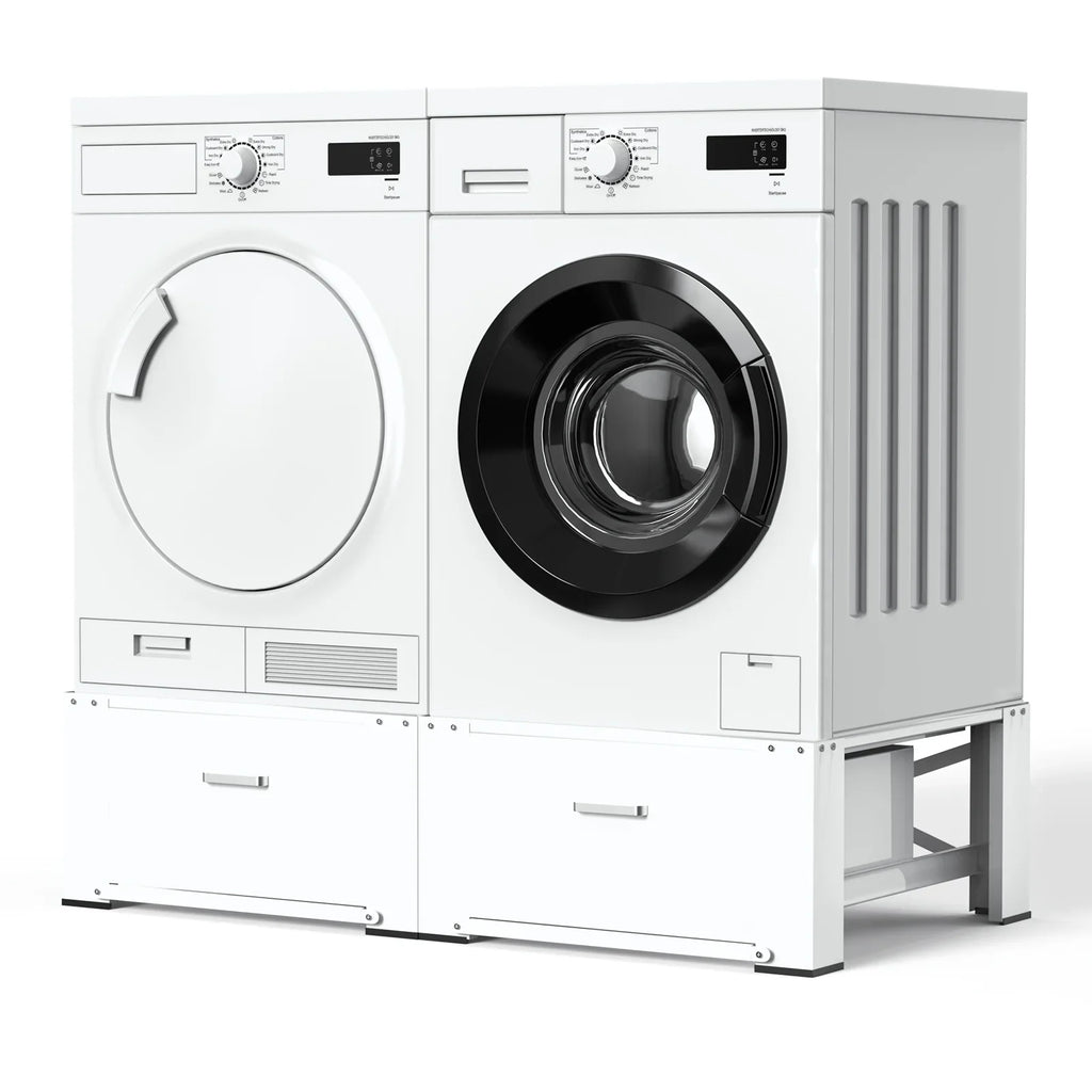 2 Pack Laundry Pedestals 28"× 29" Heavy Duty Inlife Dual Washing Machine Pedestals, Washer and Dryer Stands, Stainless Steel, White