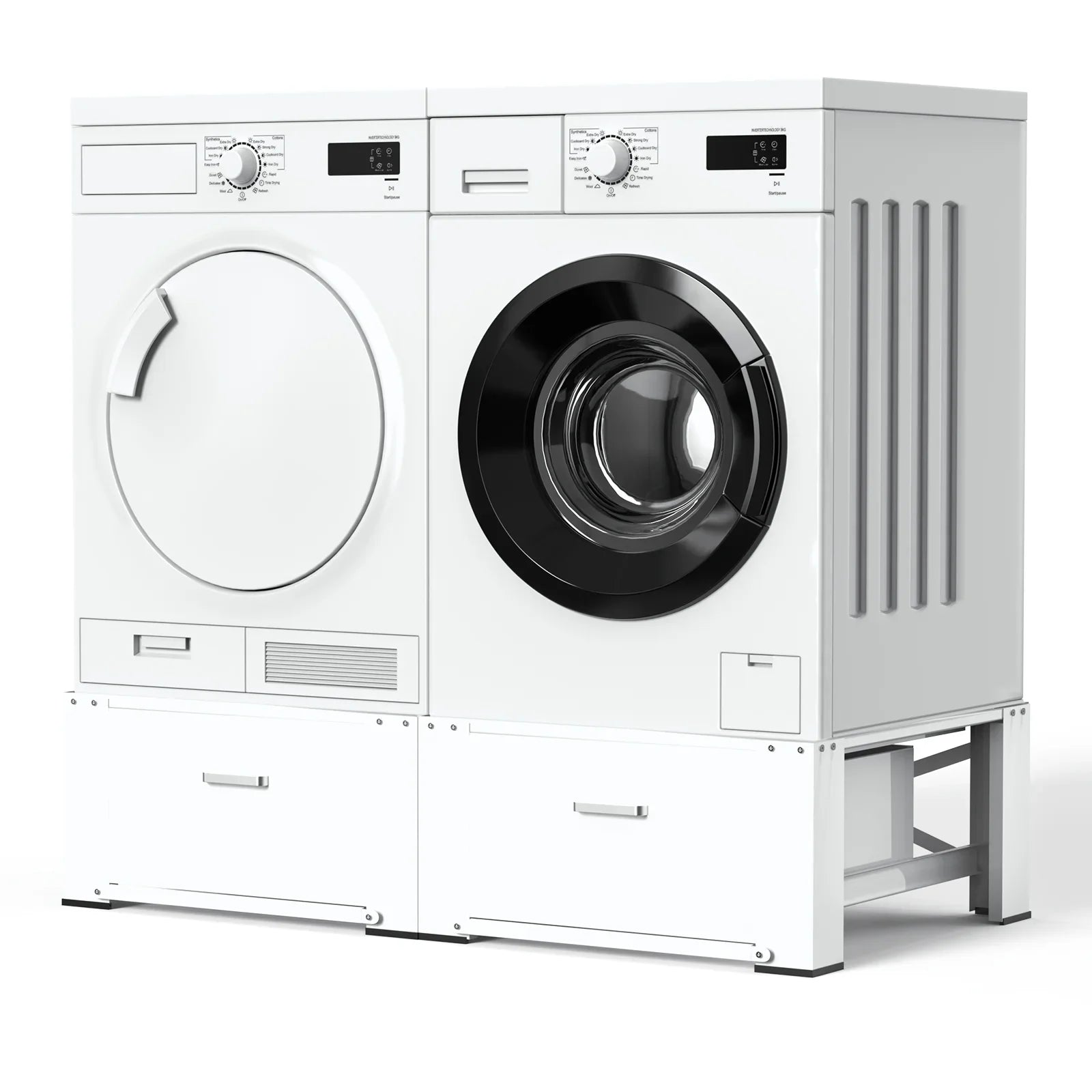 2 Pack Laundry Pedestals 28"× 29" Heavy Duty Inlife Dual Washing Machine Pedestals, Washer and Dryer Stands, Stainless Steel, White