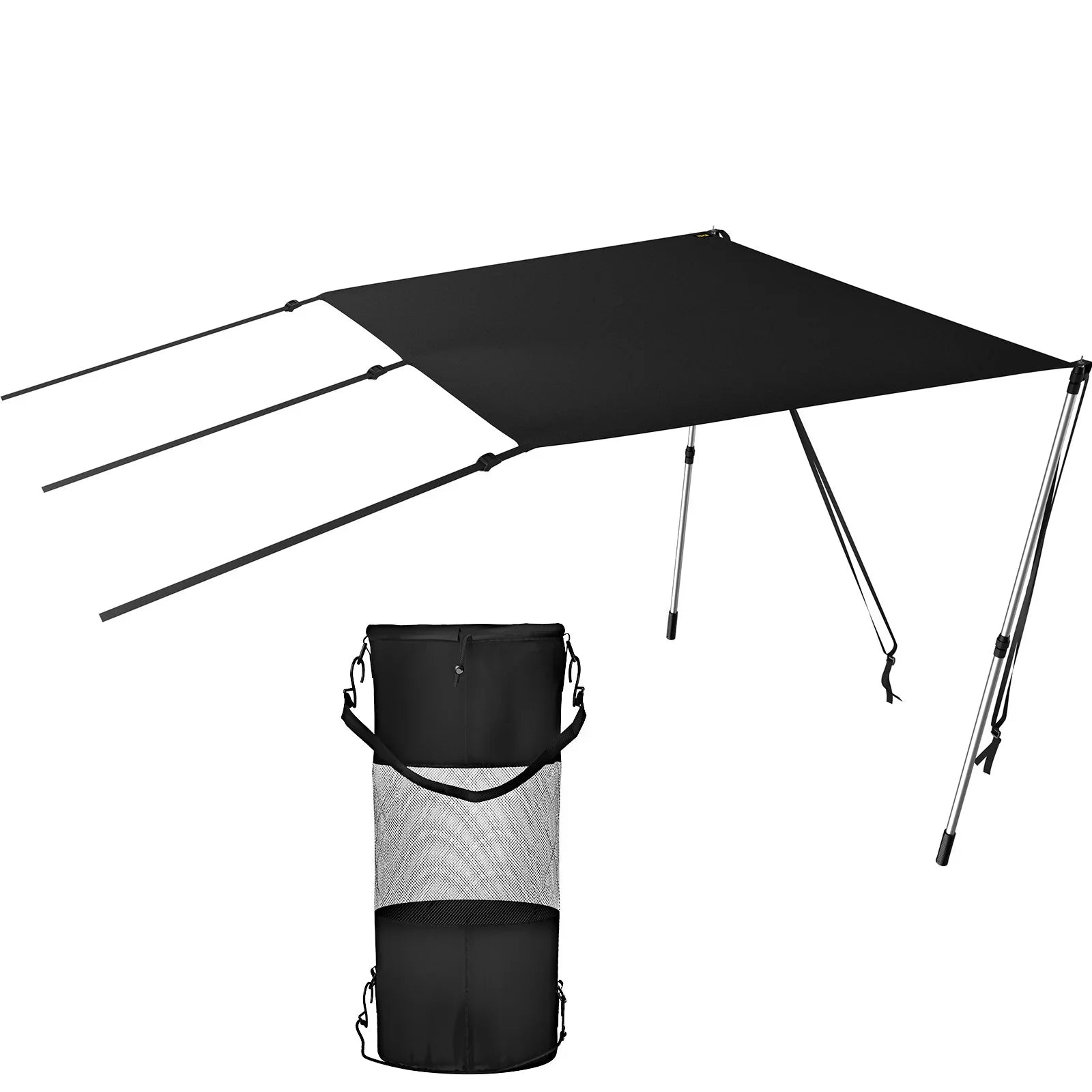 VEVOR 5'x5' UV-Proof T-Top Sun Shade Kit - 600D Polyester with Rustproof Telescopic Steel Poles, Waterproof, Easy Assembly for T-Tops & Bimini Tops