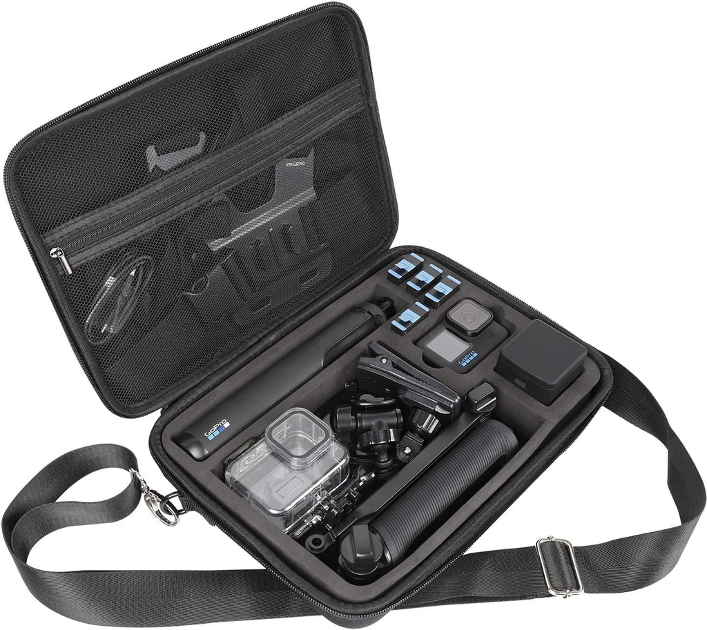 PellKing Large Carrying Surface-Waterproof Case for GoPro 12,11,10,9 Camera,Hard Shell Bag with EVA Liner Compatible