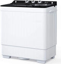 BMTBUY Twin Tub with Built-in Drain Pump XPB65-2288S 26Lbs Semi-automatic Twin Tube Washing Machine for Apartment, Dorms, RVs, Camping and More, White&Black