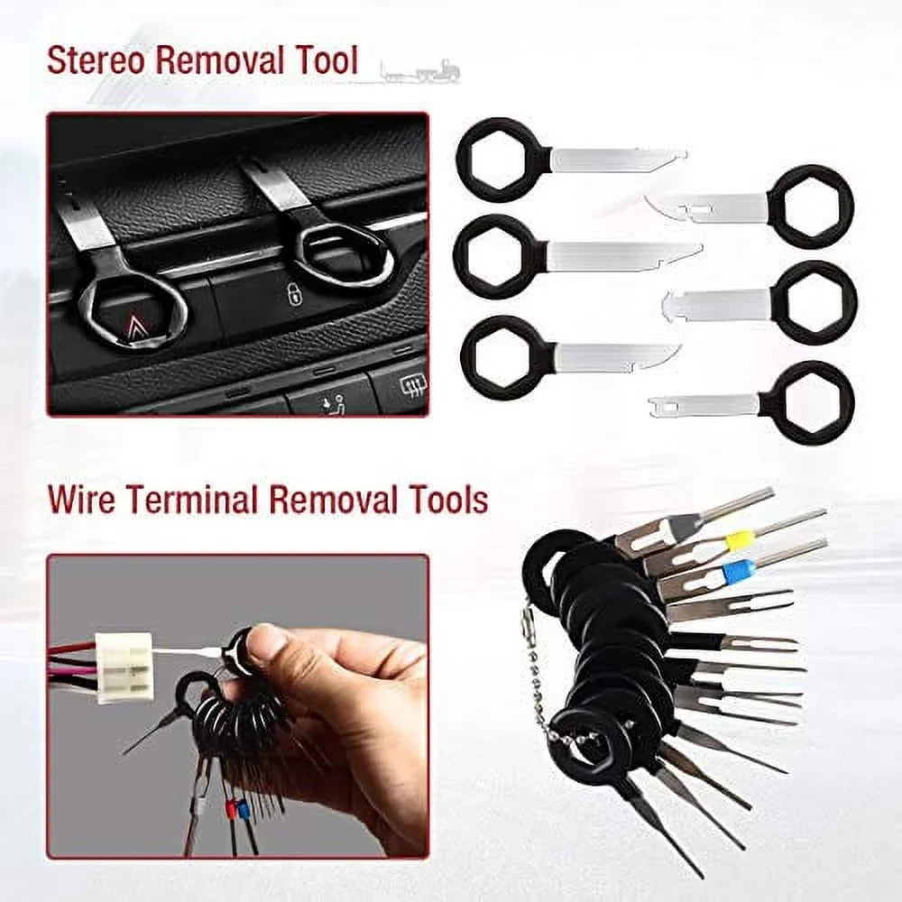 BYNIIUR 88 Pcs Trim Removal Tool, Fastener Remover Tool Kit Automotive Interior Plastic Pry Kit, Car Door Panel Tool Radio Auto Clip Pliers Removal Tool Kit, Red