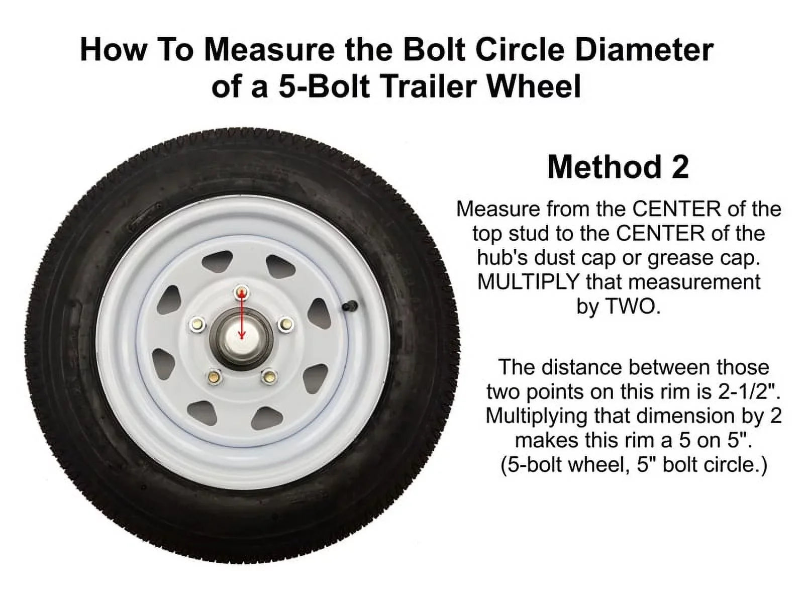 Pair of 5-Bolt on 5 Inch Trailer Hub Assemblies - Includes (2) Square Stock 1-3/8 Inch To 1-1/16 Inch Tapered Spindles &amp; Bearings