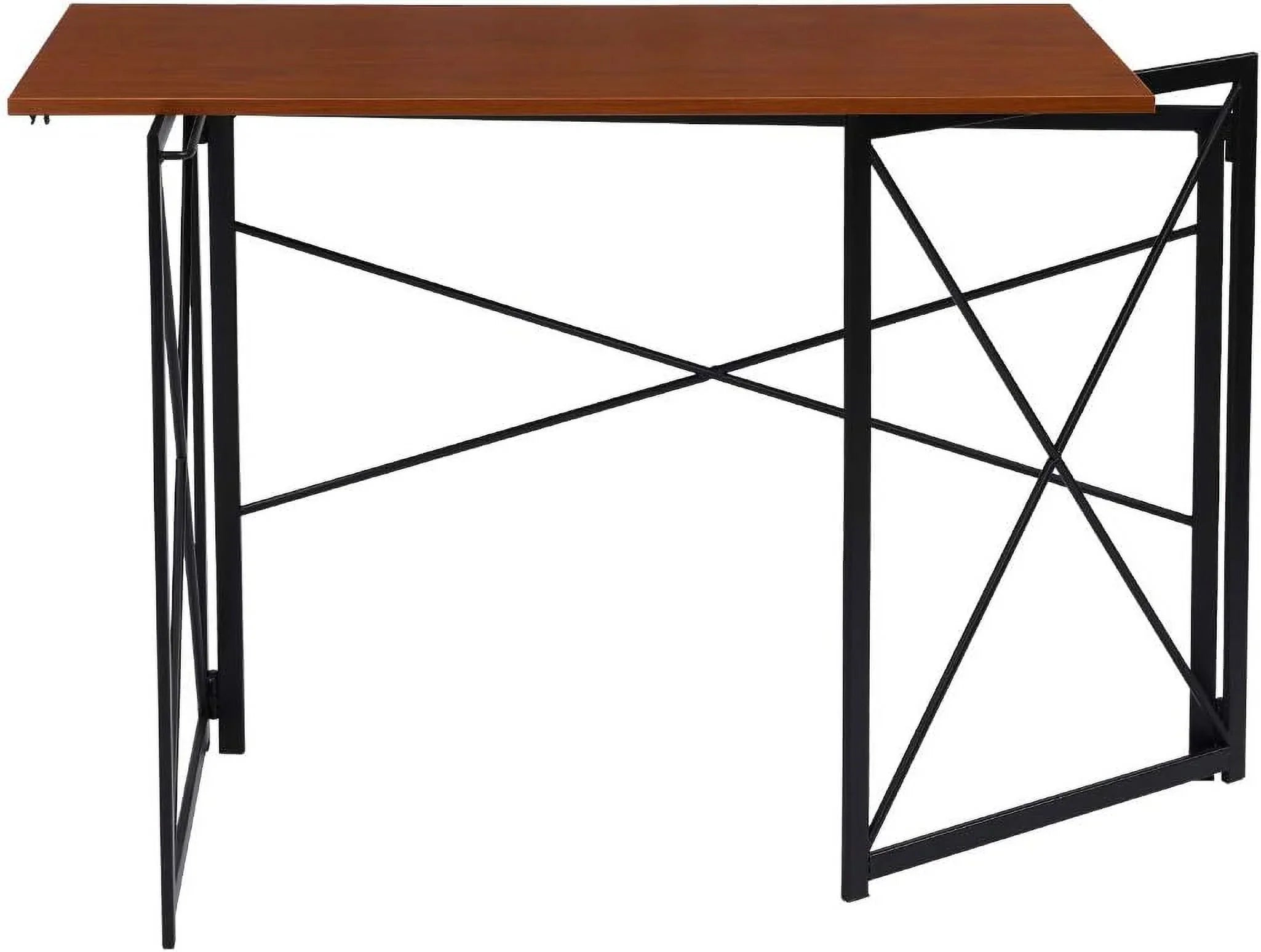 Writing Computer Desk Modern Simple Study Desk Industrial Folding Laptop Table For Home Office Notebook Desk Walnut Brown Desktop Black Frame…