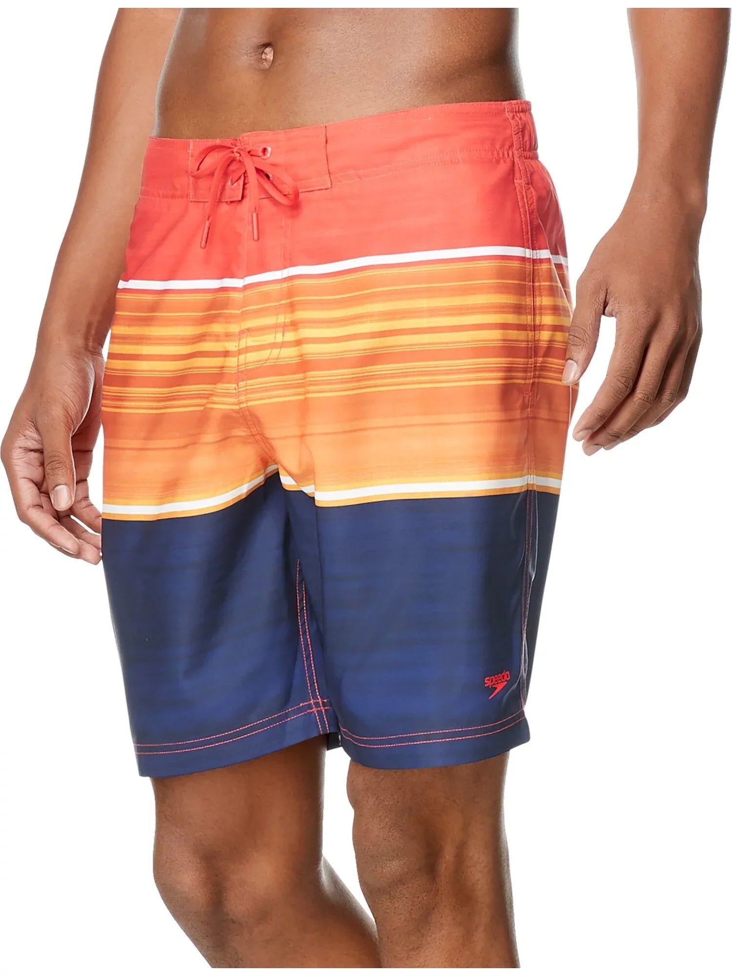 SPEEDO Mens Barrier Beach Orange Stretch Swim Trunks S