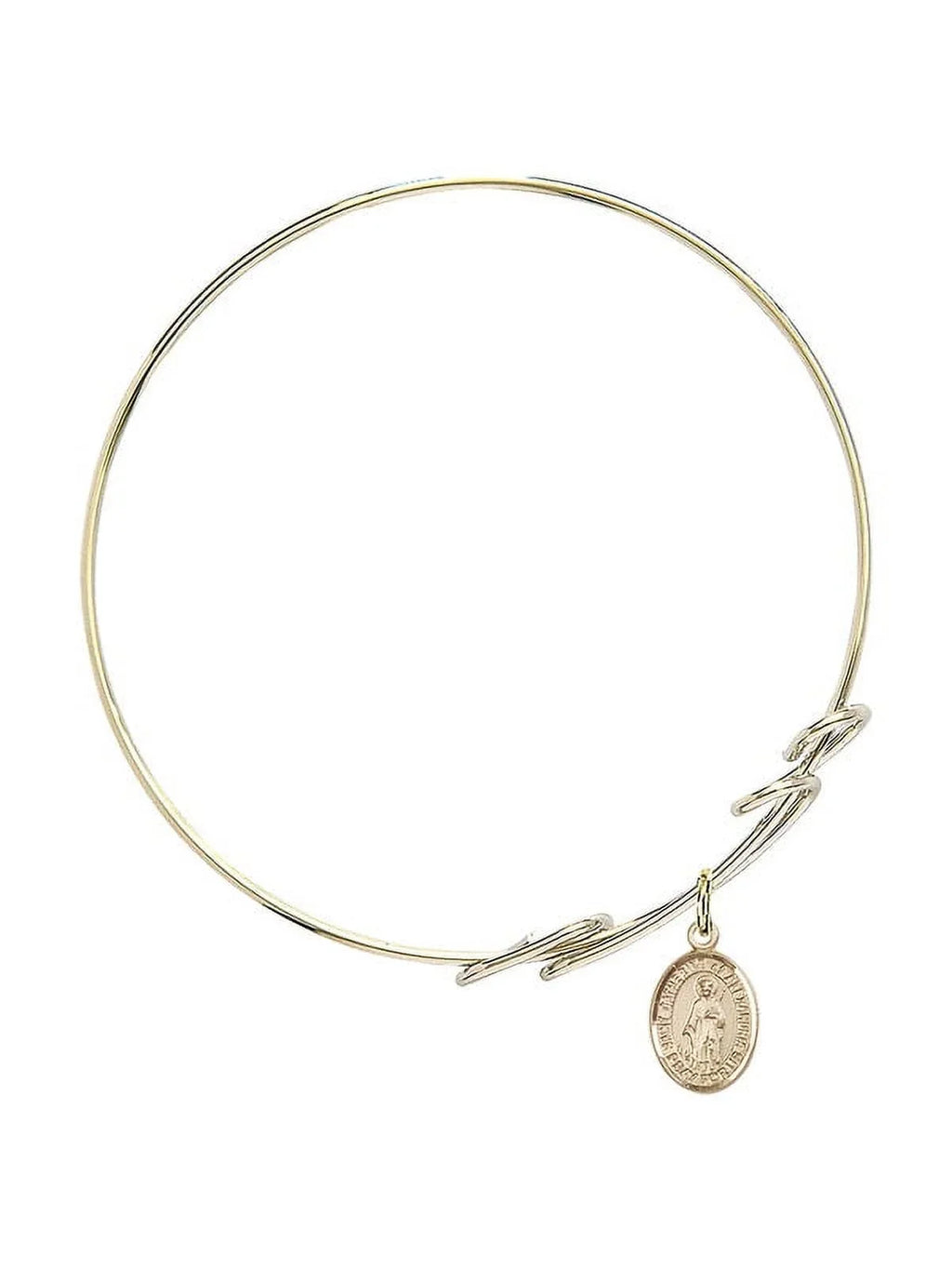 8 inch Round Double Loop Bangle Bracelet w/ St. Catherine of Alexandria in Gold-Filled