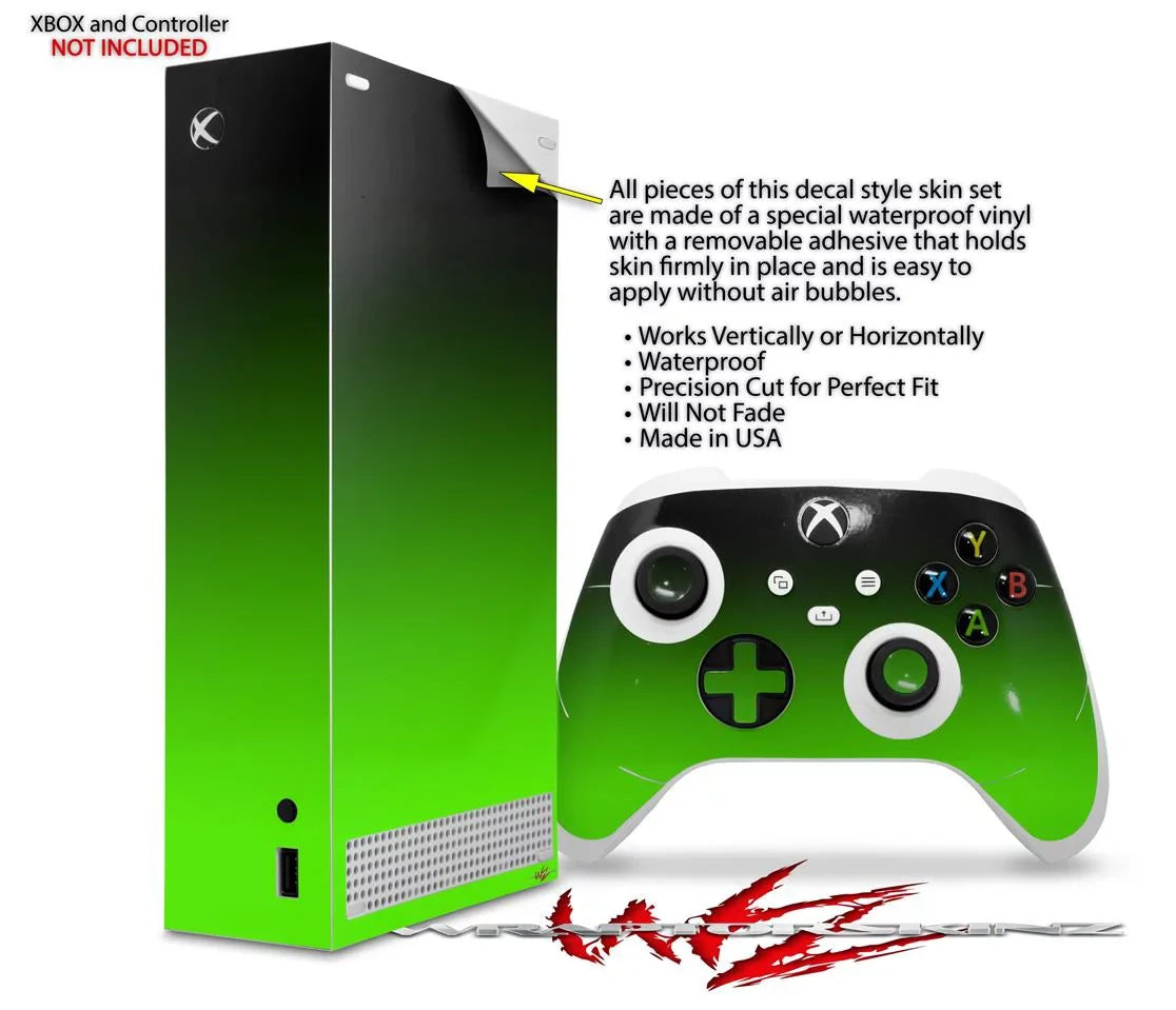 WraptorSkinz Skin Wrap compatible with the 2020 XBOX Series S Console and Controller Smooth Fades Green Black (XBOX NOT INCLUDED)
