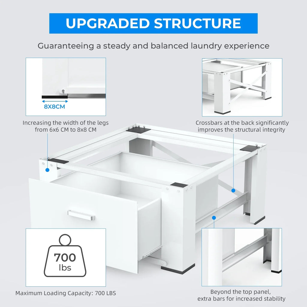 2 Pack Laundry Pedestals 28"× 29" Heavy Duty Inlife Dual Washing Machine Pedestals, Washer and Dryer Stands, Stainless Steel, White