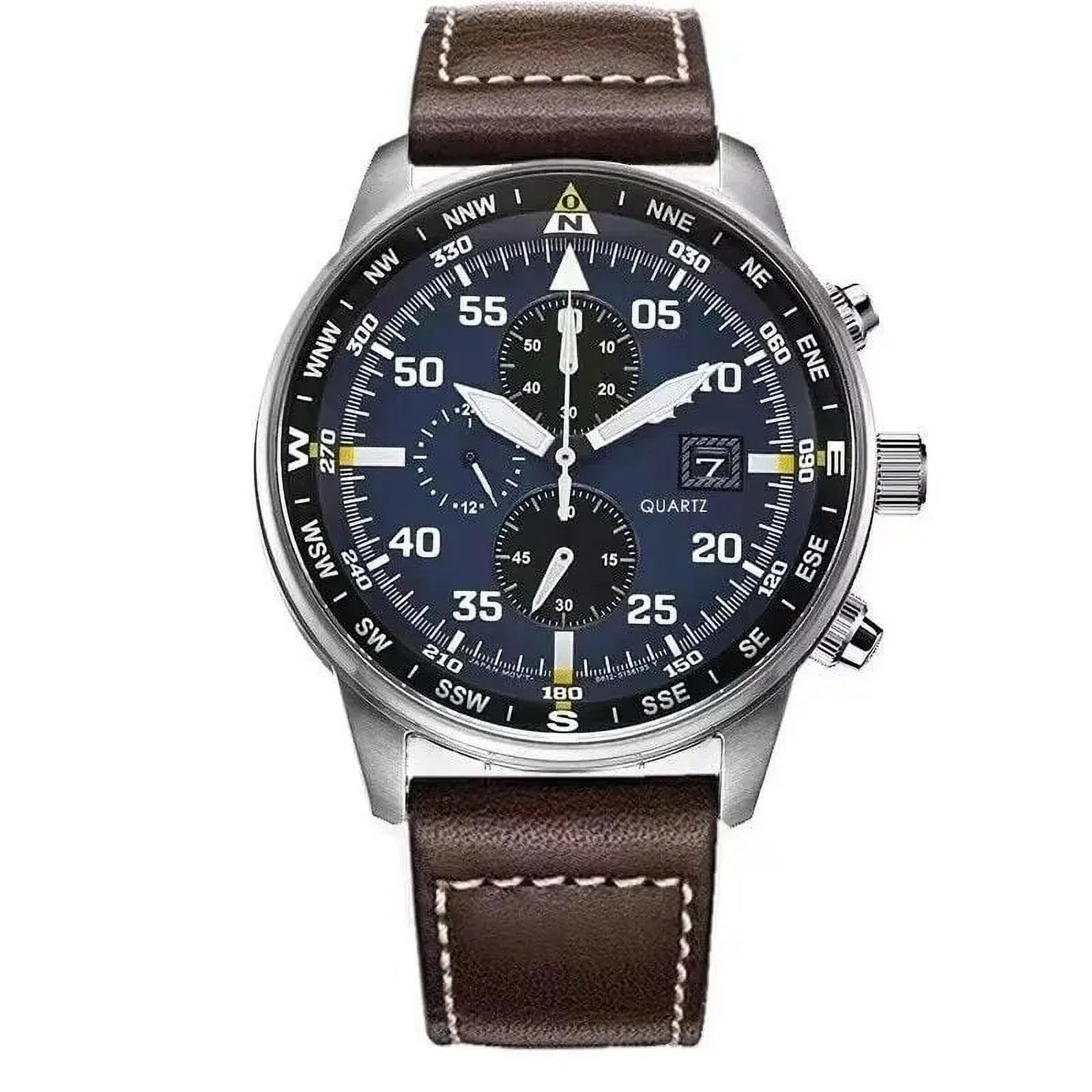 NEW Men's Classic Business Aviator Chronograph Black Dial Eco-Drive Watch