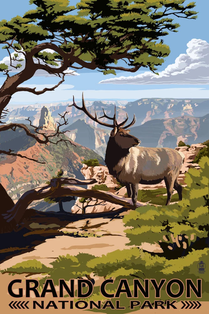 Grand Canyon National Park, Arizona, Elk and Point Imperial (19x27 inches, Premium 500 Piece Jigsaw Puzzle for Adults and Family, Made in USA)
