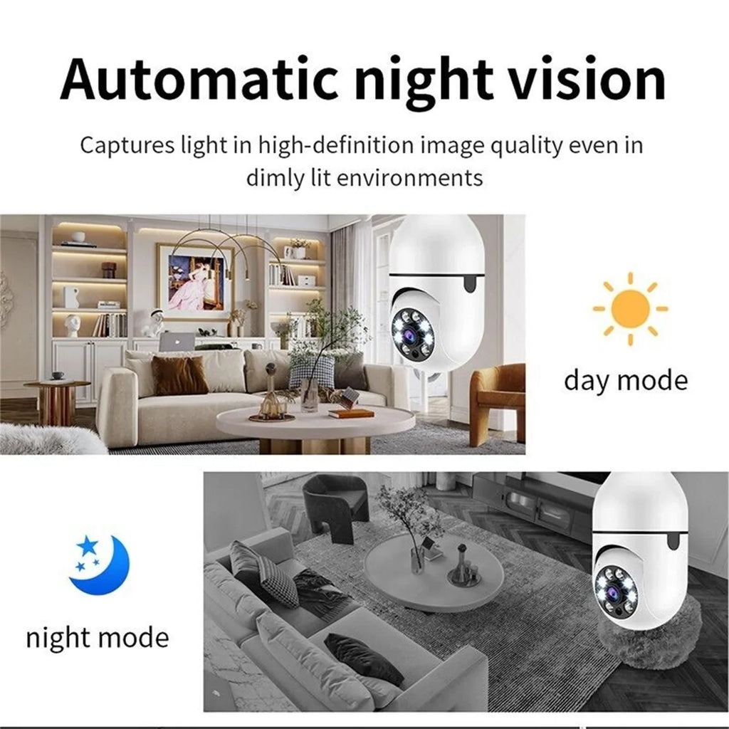 2PCS Wireless Security Camera, WIFI IP Camera, E27 Light Bulb 1080P HD Security Monitor Cam with Infrared Night Vision, White (Supports 2.4G &5G Wi-Fi)
