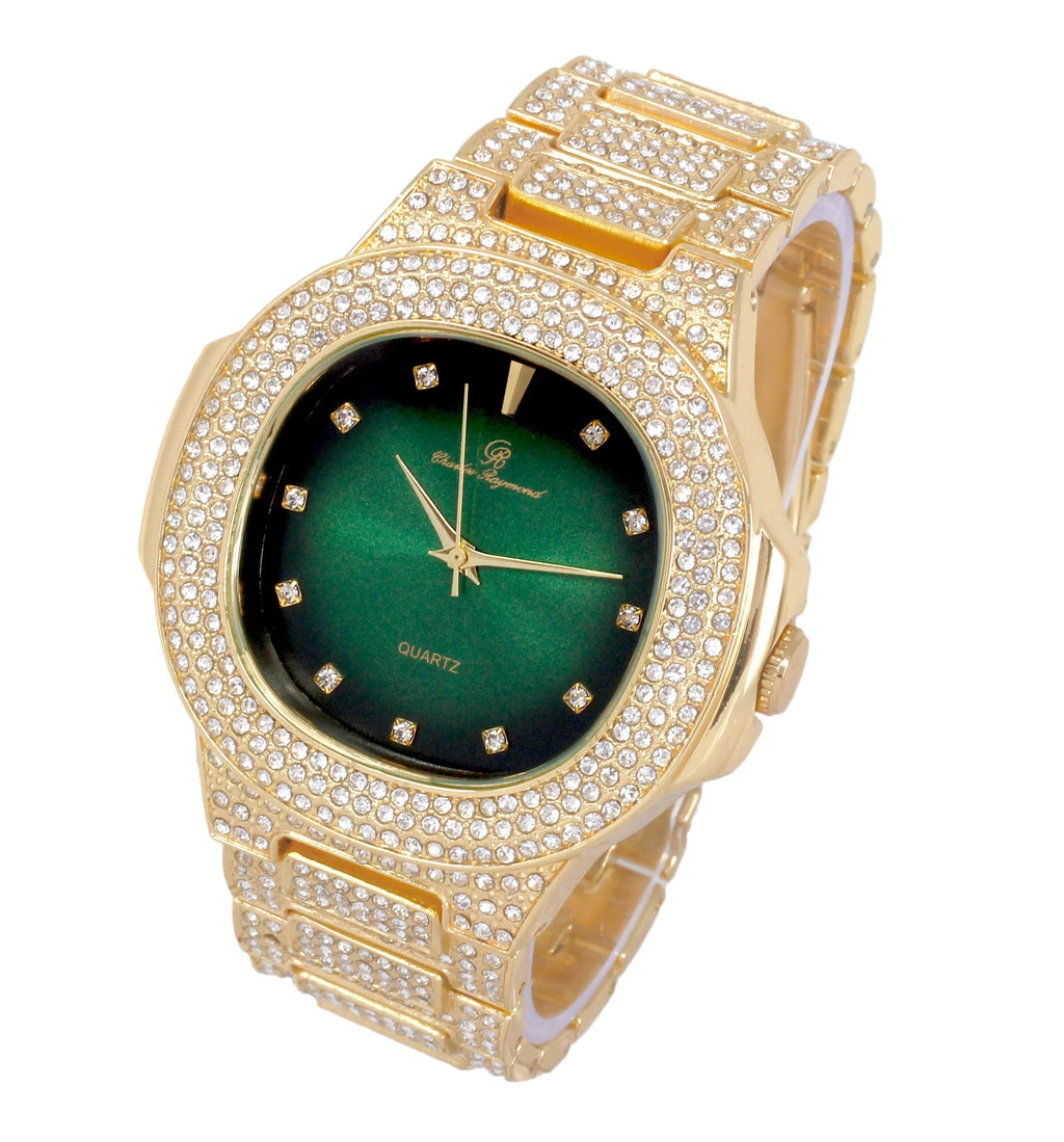 Bling-ed Out Cuban Bracelet with Oblong Iced Look Hip Hop Watch - ST10235 DX CB