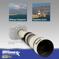 Ultimaxx 650 to 1300mm (with 2X- 1300-2600mm) f/8 Manual Telephoto Lens for  F-Mount Cameras & More