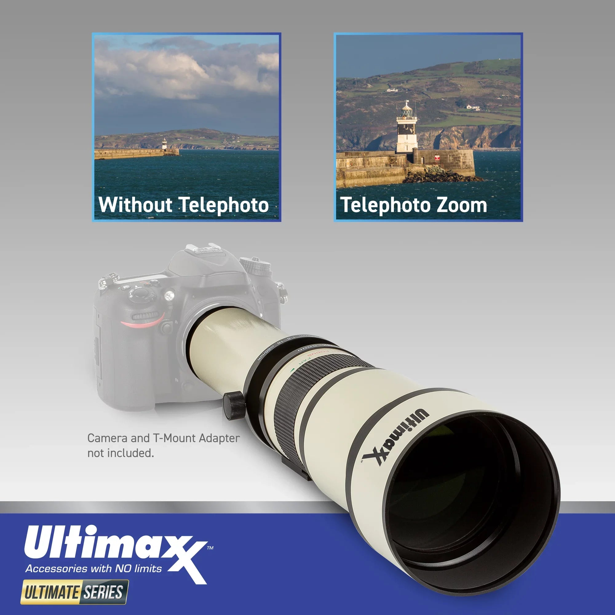 Ultimaxx 650 to 1300mm (with 2X- 1300-2600mm) f/8 Manual Telephoto Lens for  F-Mount Cameras & More