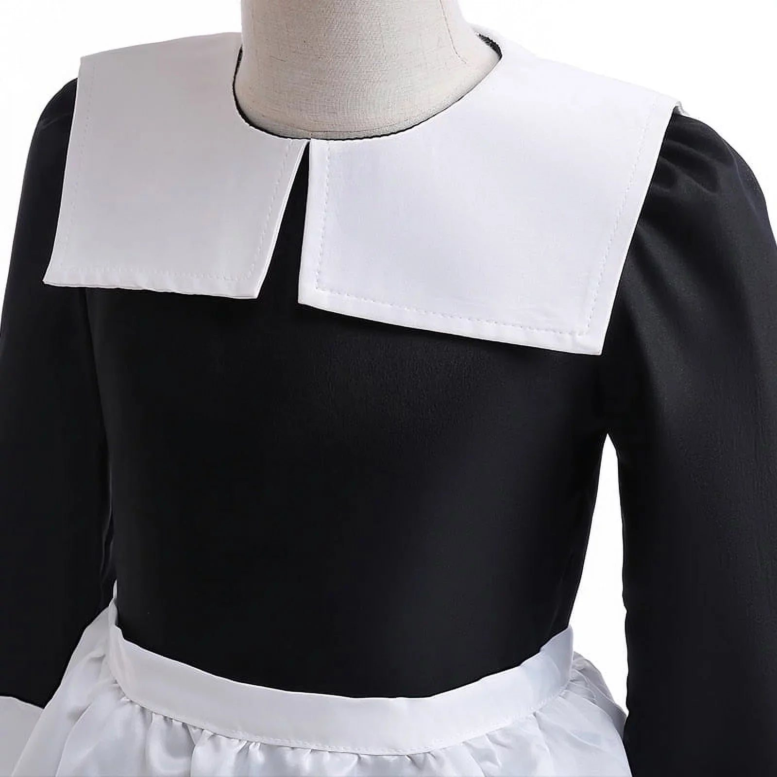 Hkiytime Dress 2022 TV Series Kids Girls Wednesday Addams Dress Long Sleeve Skirt Halloween Cosplay Outfit Clothes with Wig