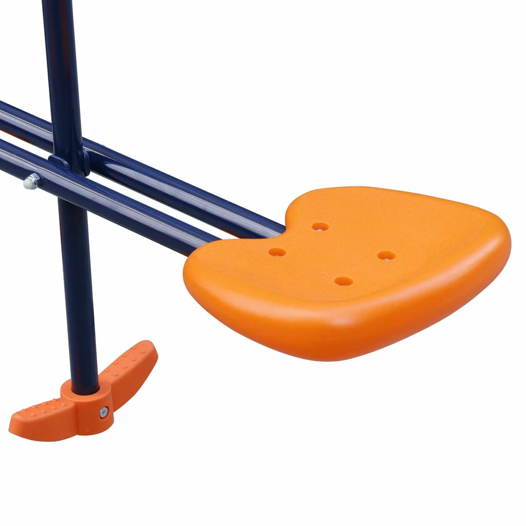 ZENSTYLE Double Metal Swing Set W/ 2 Saucer Swing Seats, 1 Seesaw for Outdoor, Backyard - Kids Toddler Toy, All Weather Resistant